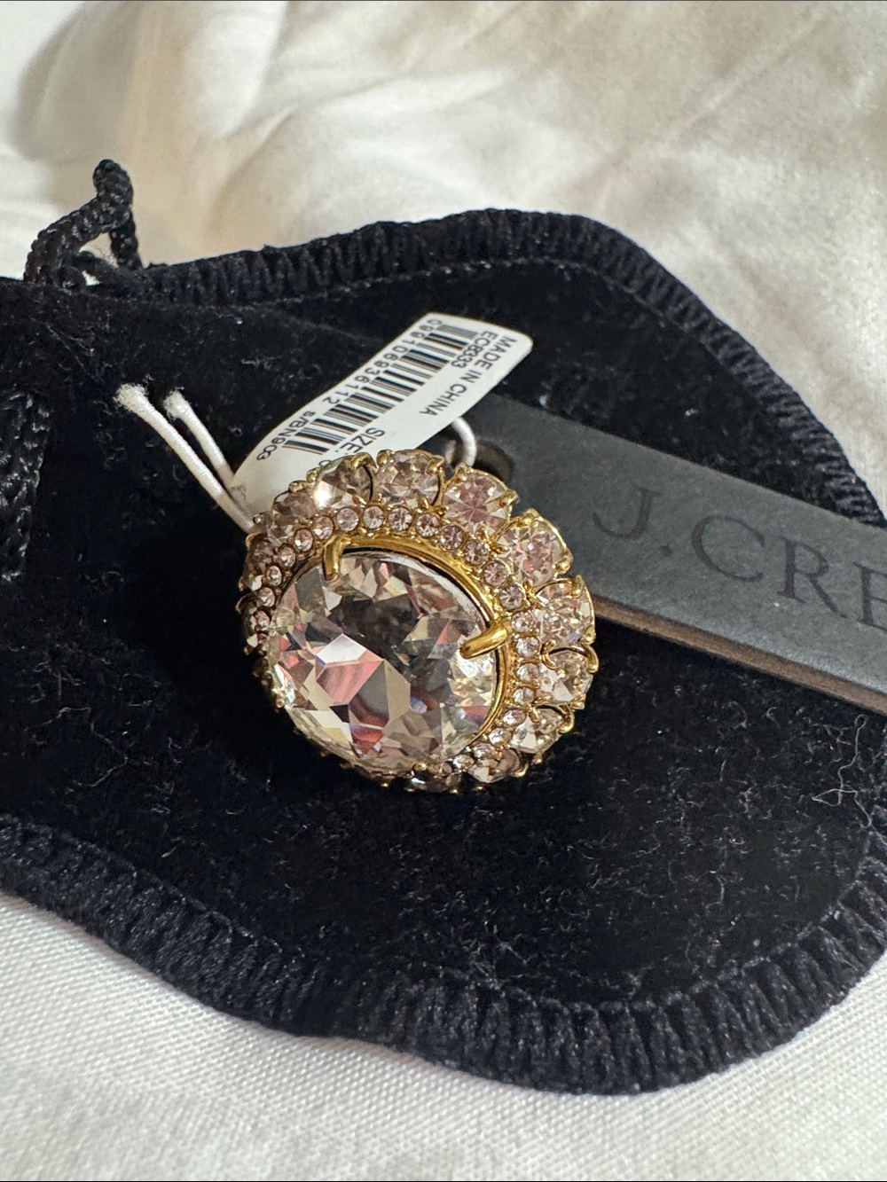 J. Crew Gold-Tone Ring with Pale Pink Crystal Halo